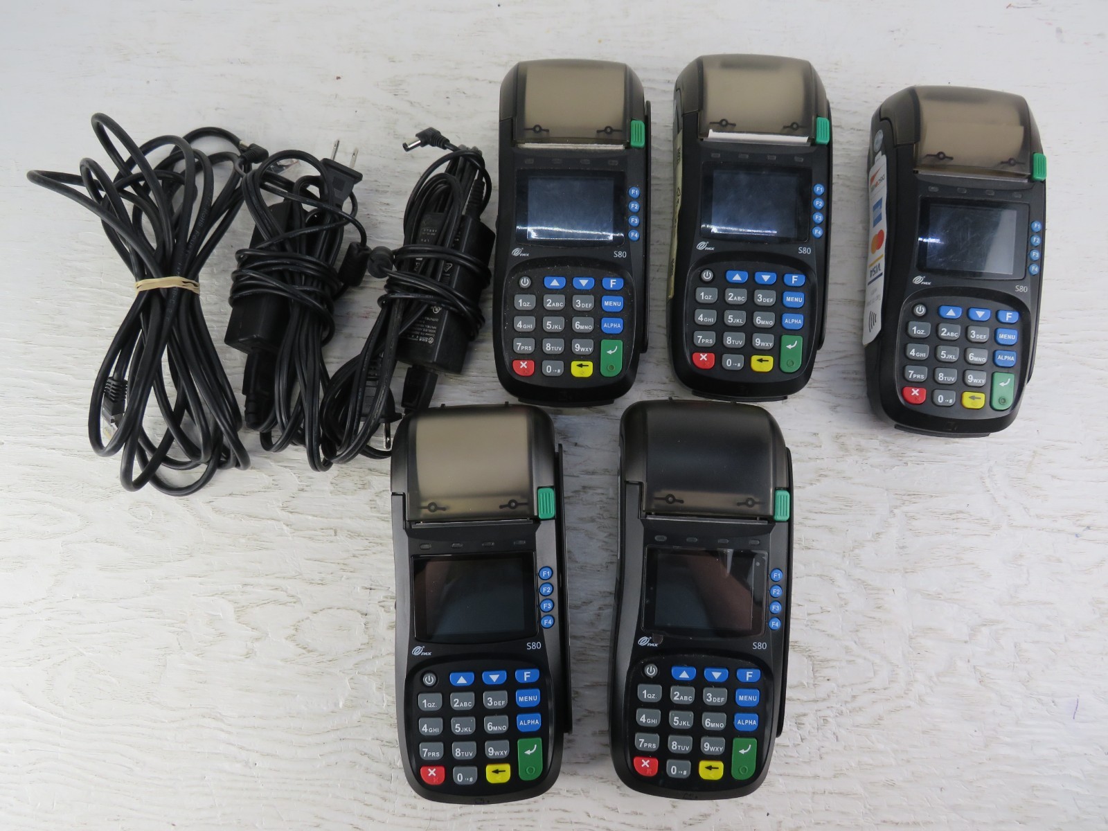 Lot Of 5 Pax S80 POS Systems w/ 2 Power Cords & 1 Lan Cable Lot Of 5 Pax S80 POS Systems w/ 2 Power Cords & 1 Lan Cable