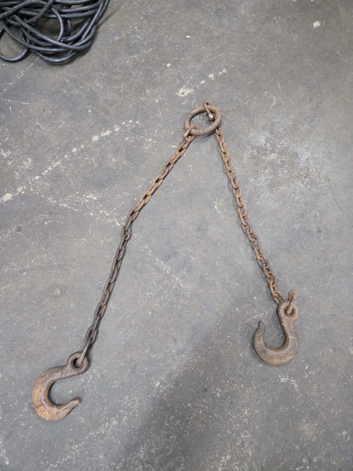 Vintage Heavy Duty 2-Leg Chain Sling Bridle w/ Hooks Master Ring...