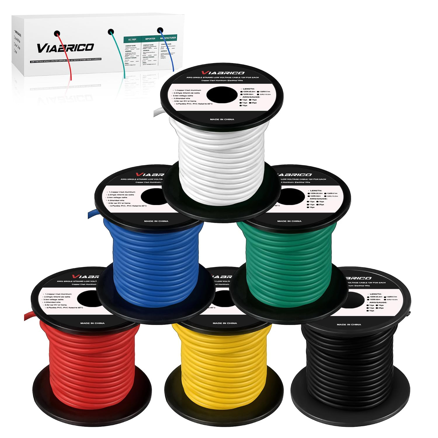 12 Gauge Wire 100Ft Each Spool, 12 AWG Automotive Wire 600FT
