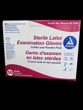 Dynarex #2451 Sterile Latex Surgical Gloves, Sz Small Box of 50 Pairs Exp 08/27 picture