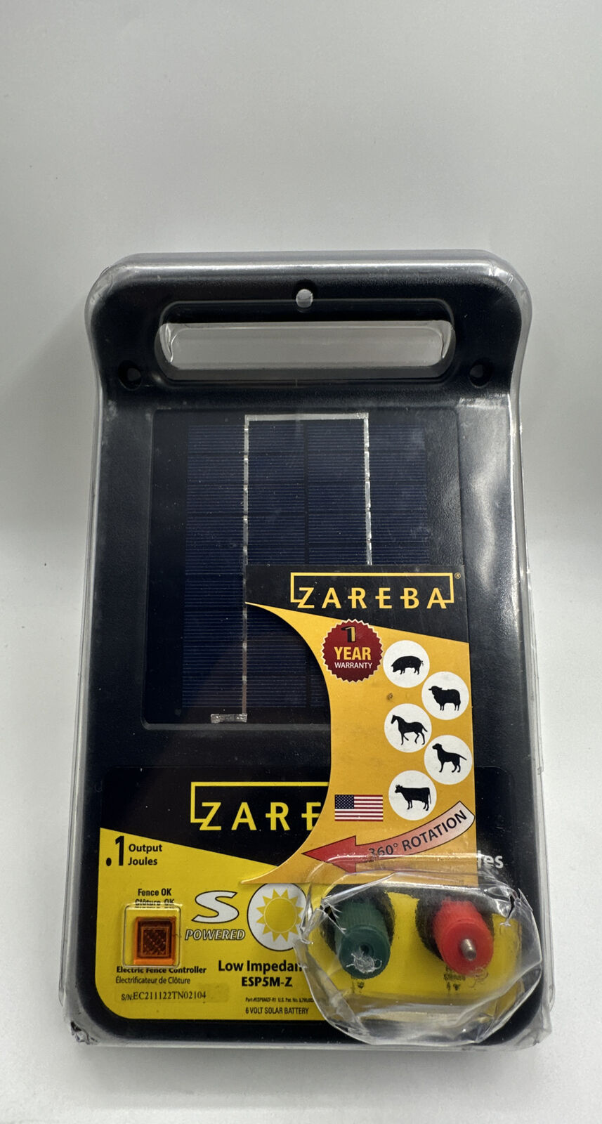 Zareba ESP5M-Z Solar Powered Low Impedance Electric Fence Charger - 5 Mile Solar
