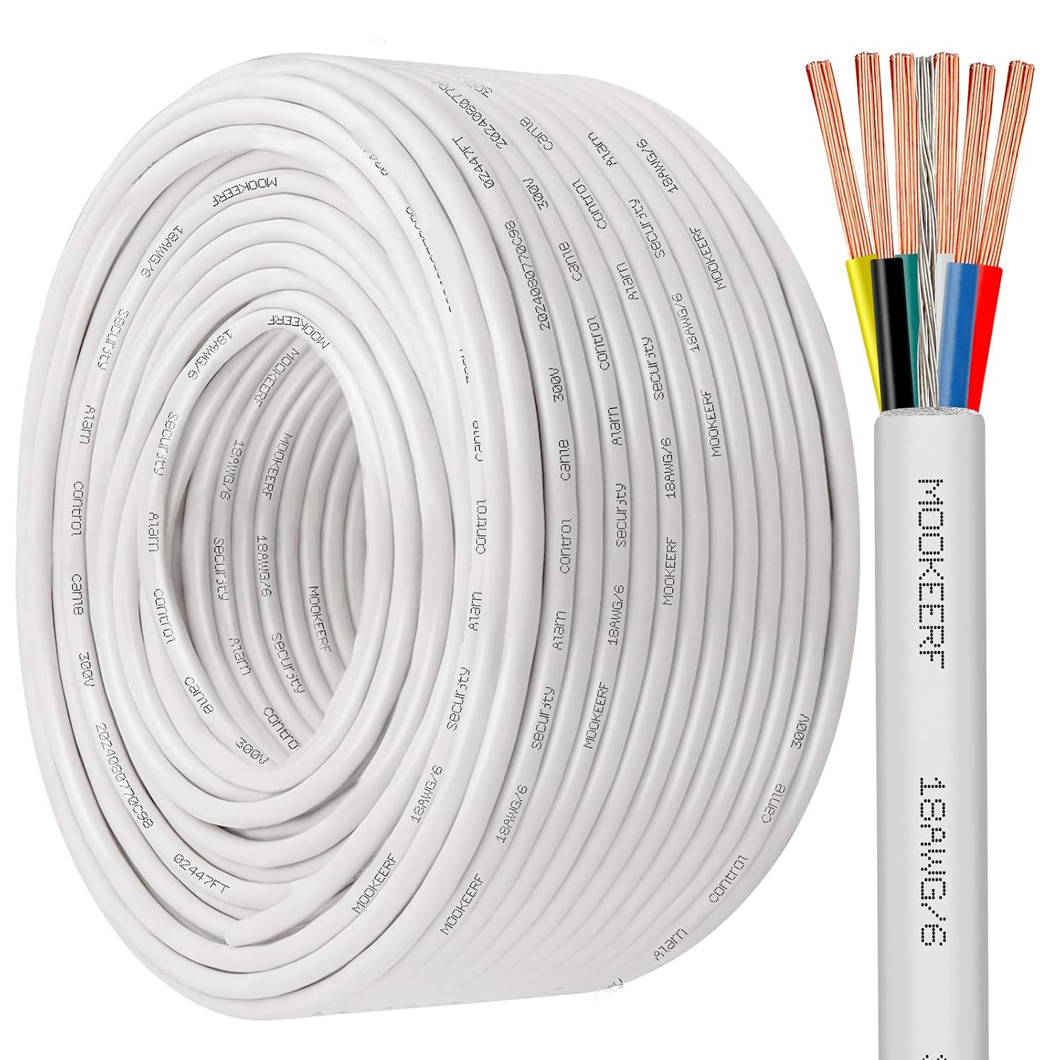 18/6 Shielded Wire 18AWG 6 Conductor 200FT Shielded Plenum Cable White CL3P Jack 18/6 Shielded Wire 18AWG 6 Conductor 200FT Shielded Plenum Cable White CL3P Jack
