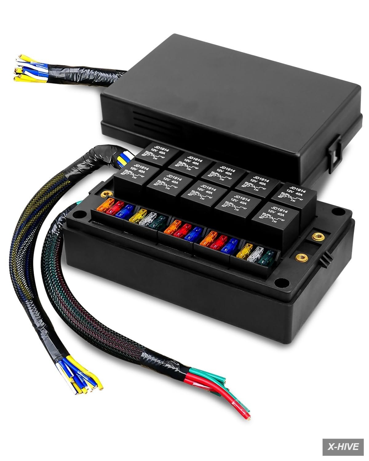 Pre-Wired Relay Fuse Box 10 Relay Slots 15 Fuse Holder Waterproof