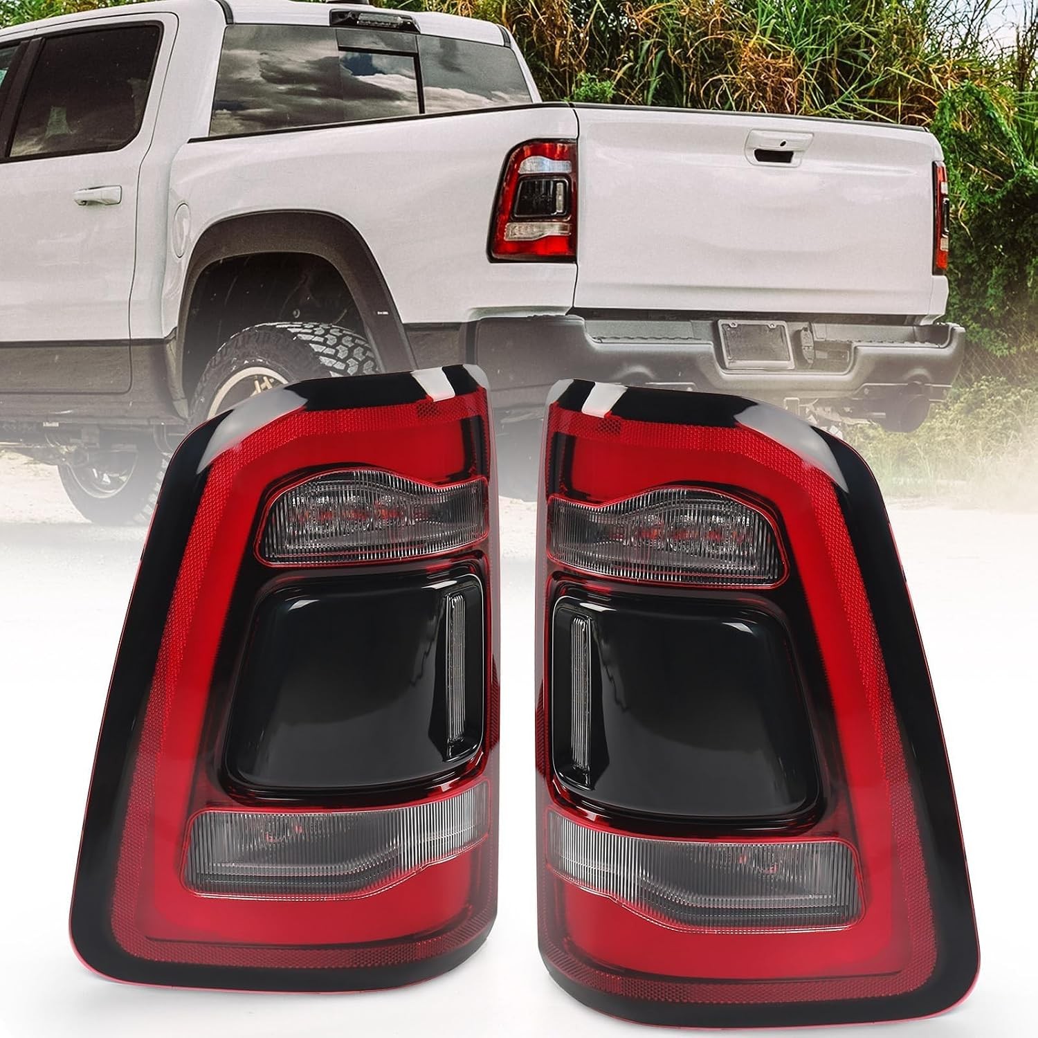 Tail Light Assembly Compatible with Dodge Ram 1500 2019-2023 Blind Spot Module Tail Light Assembly Compatible with Dodge Ram 1500 2019-2023 Blind Spot Module