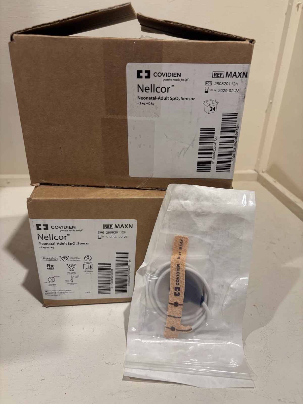 NEW LOT OF 48 NELLCOR MAXN DISPOSABLE NEONATAL ADULT SPO2**. Exp 2/2029. NEW LOT OF 48 NELLCOR MAXN DISPOSABLE NEONATAL ADULT SPO2**. Exp 2/2029.
