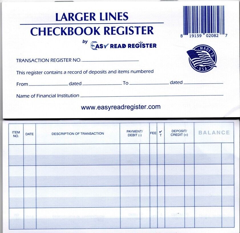 10 Larger Lines Checkbook Registers 2023-2024-2025 Calendars Check Book Bank