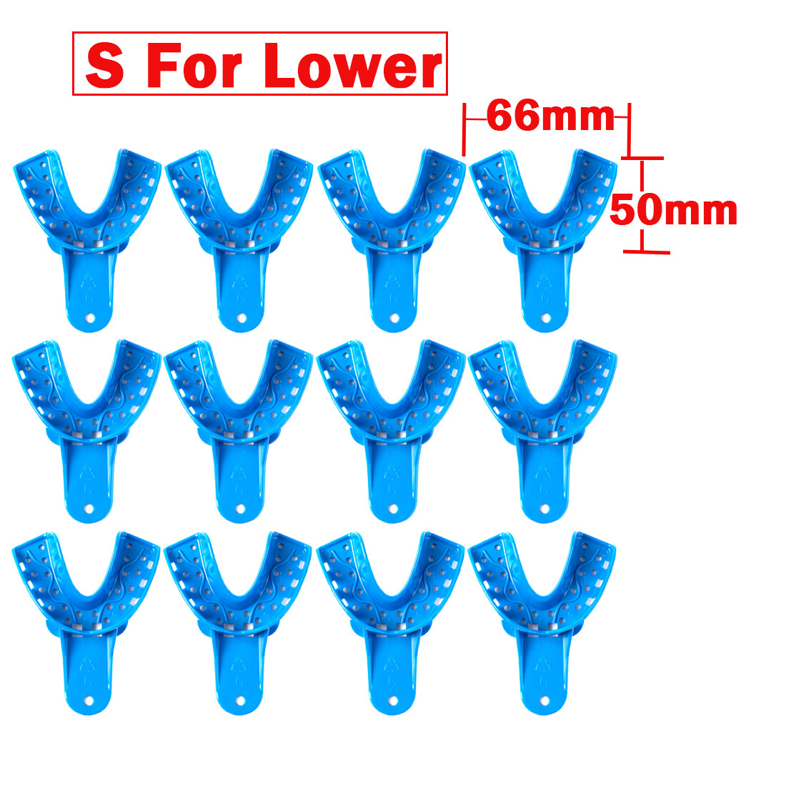 12Pc Dental Impression Trays Plastic Perforated Denture Upper/Lower EASYINSMILE 12Pc Dental Impression Trays Plastic Perforated Denture Upper/Lower EASYINSMILE