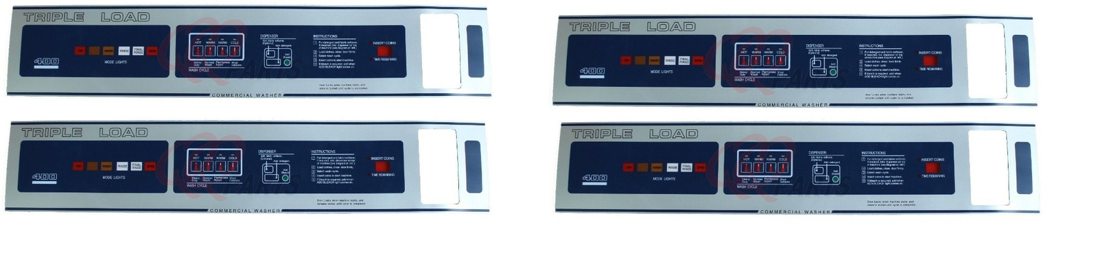 4 PCS DEXTER WASHER T400 FRONT LABEL Part #9412-076-007 4 PCS DEXTER WASHER T400 FRONT LABEL Part #9412-076-007