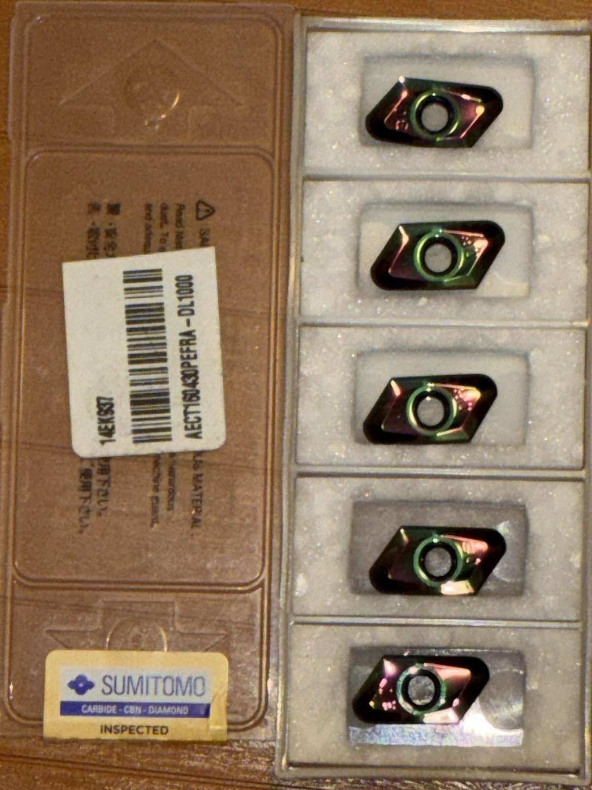 LOT OF 5 Sumitomo AECT160430PEFRA DL1000 DLC Carbide Milling Inserts 