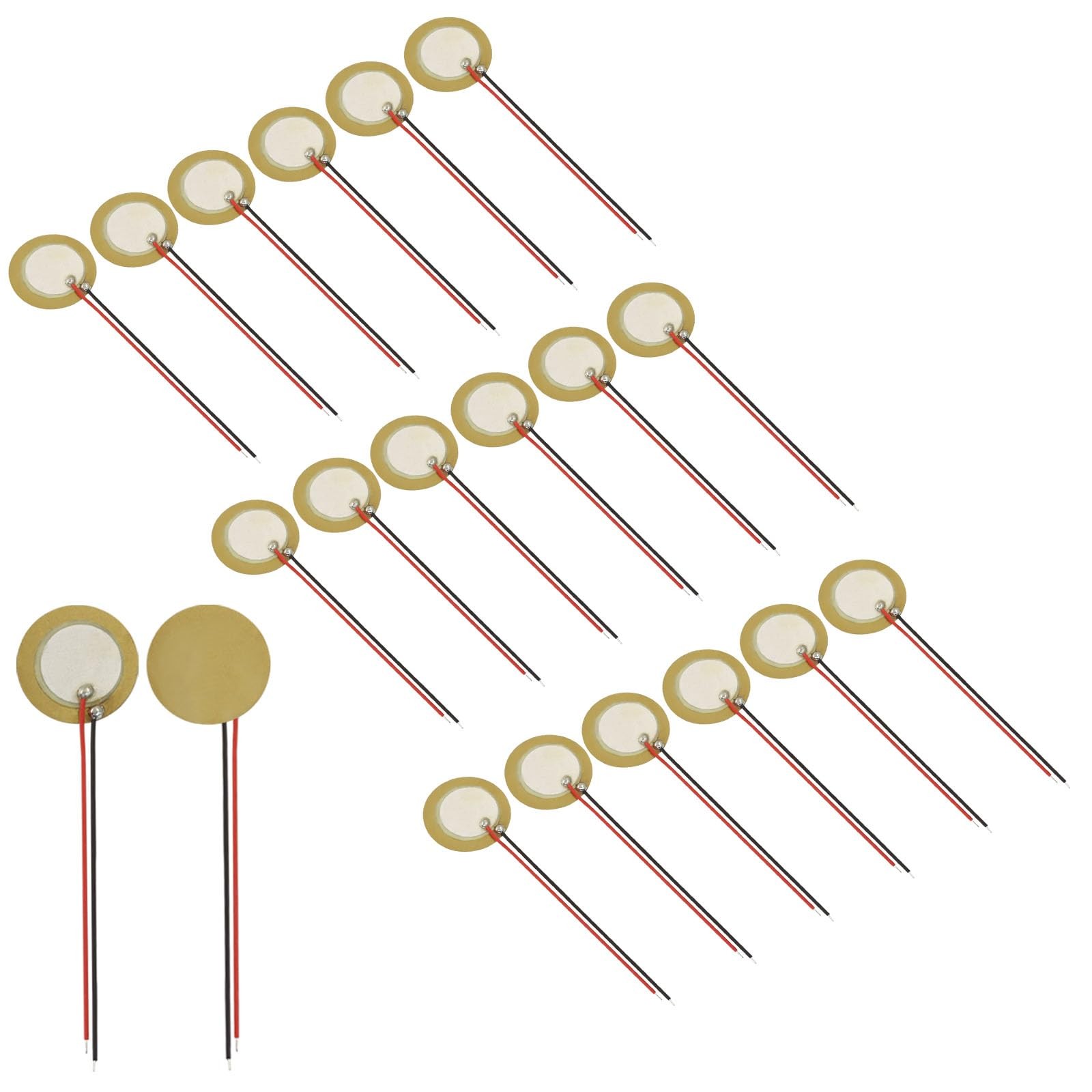 20 Pack 20mm Piezo Discs with Leads, Acoustic Transducer Microphone Piezo Pic... 20 Pack 20mm Piezo Discs with Leads, Acoustic Transducer Microphone Piezo Pic...