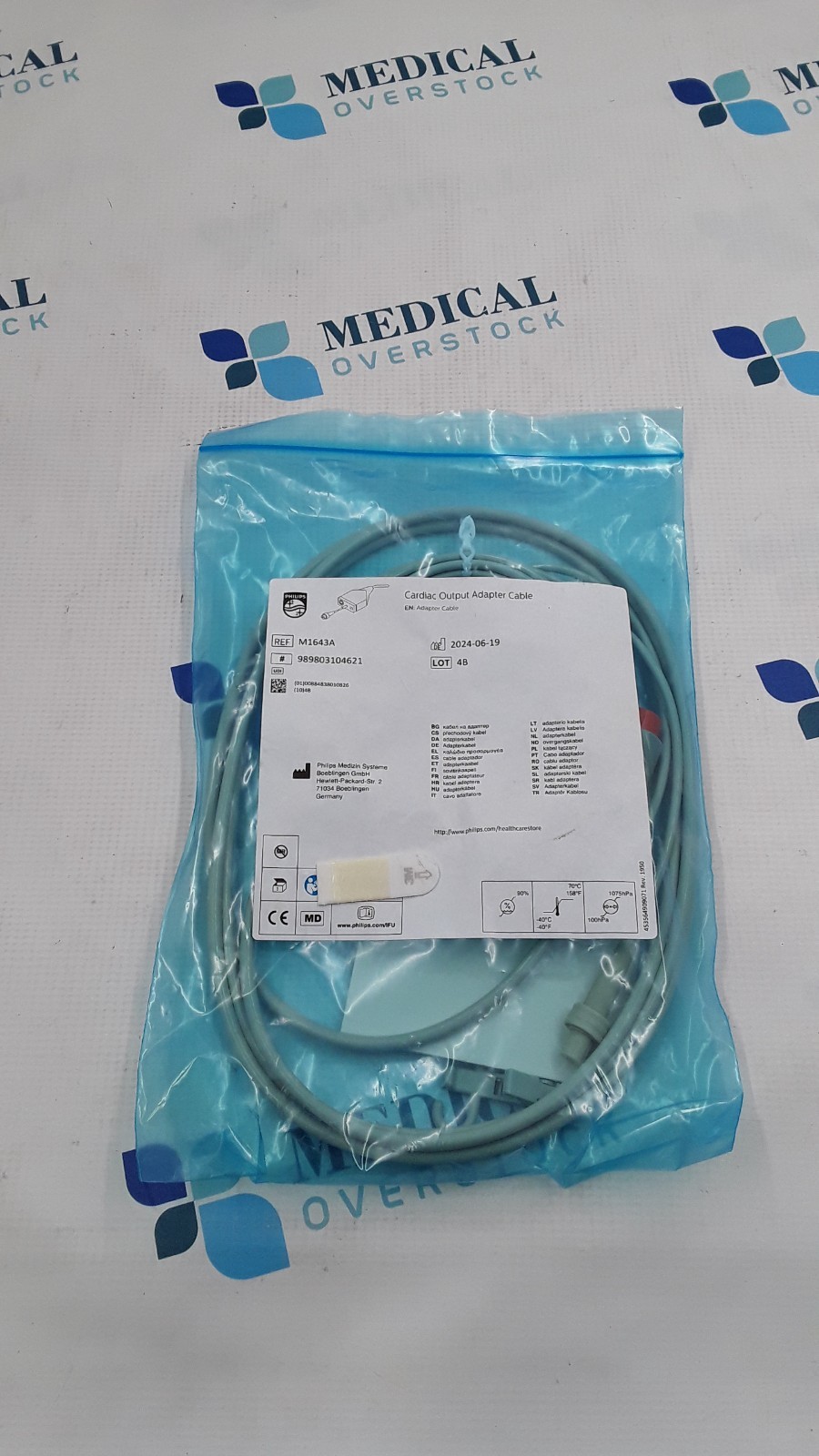 Philips Cardiac Output Adapter Cable REF M1643A #989803104621