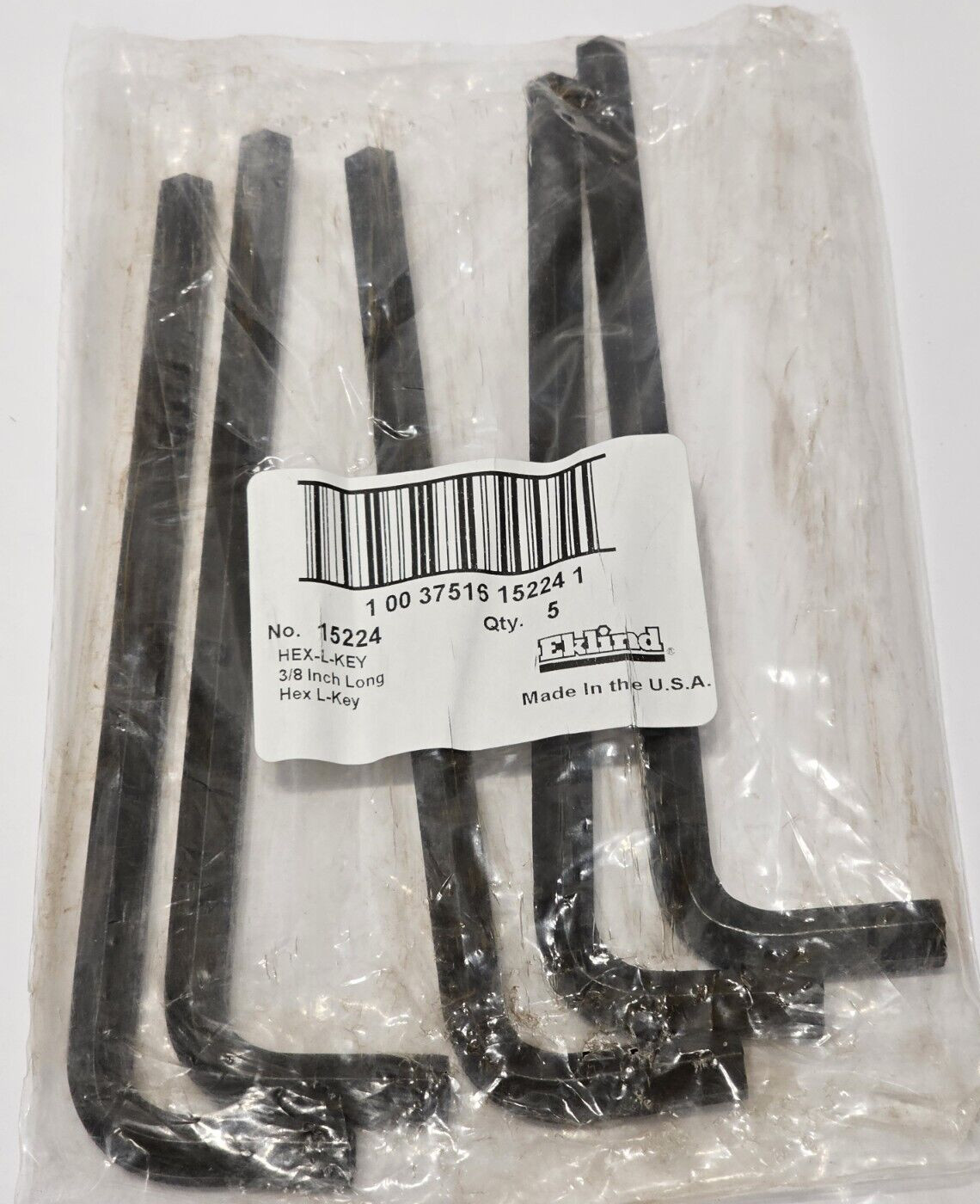 EKLIND 15224 3/8 LONG ARM HEX KEY EKLIND LOT OF 5 EKLIND 15224 3/8 LONG ARM HEX KEY EKLIND LOT OF 5