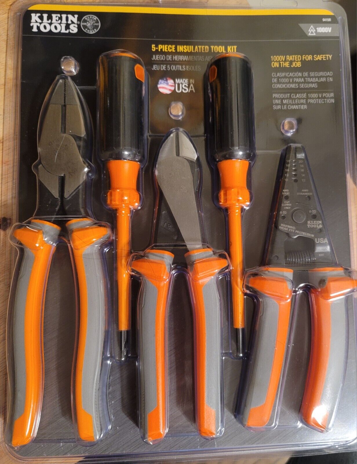 New, Klein Tools, 5-Piece Insulated Tool Set # 9415R, Made in The USA