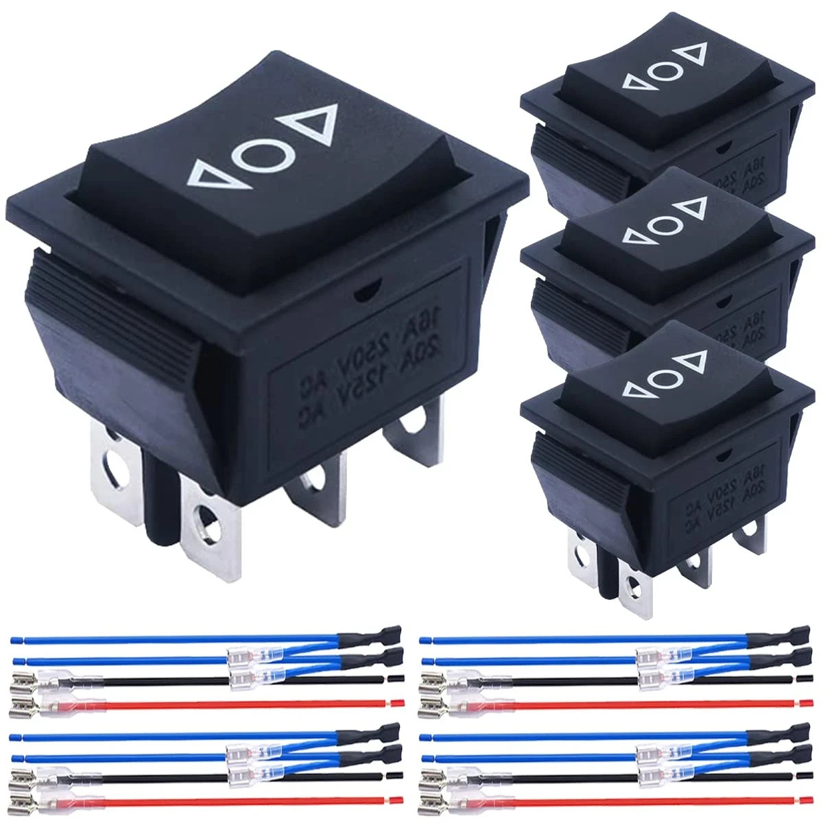4Pcs Momentary Motor Polarity Reverse Rocker Switch DC 20A 12V DPDT 6 ...