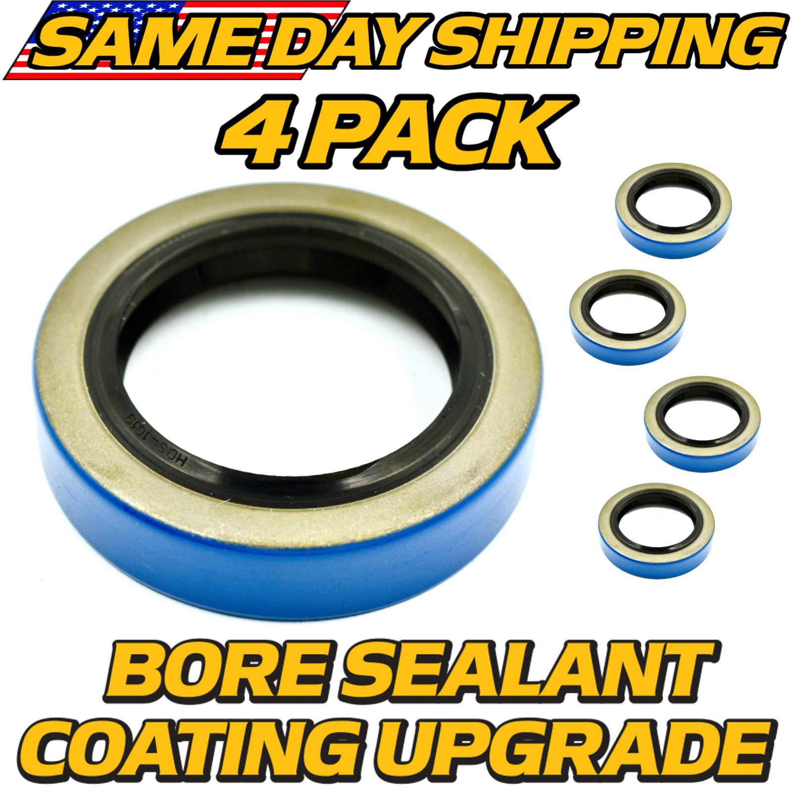 (4 Pk) Double Lip Seal Fits 10-19 3500lb Trailer Axle 84 Spindle w/BORE SEALANT