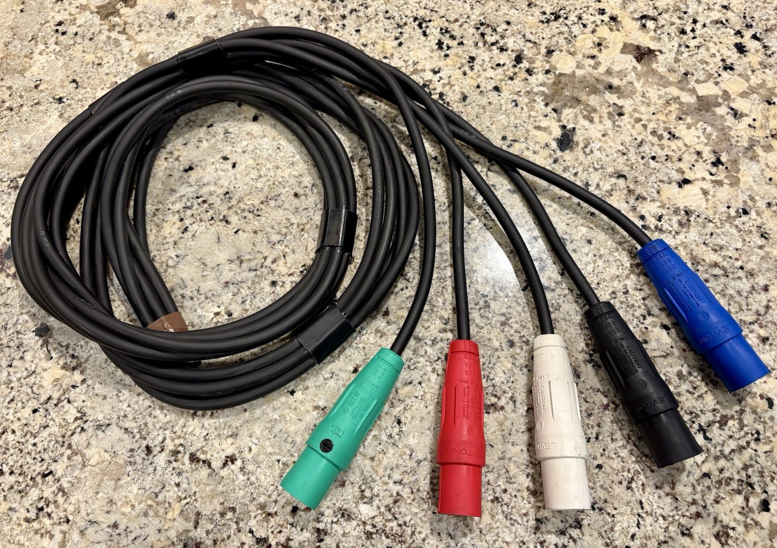 #2 Cam Lock Set Of 5 Generator Power Cable Tails 10FT MALE BARE END NEW