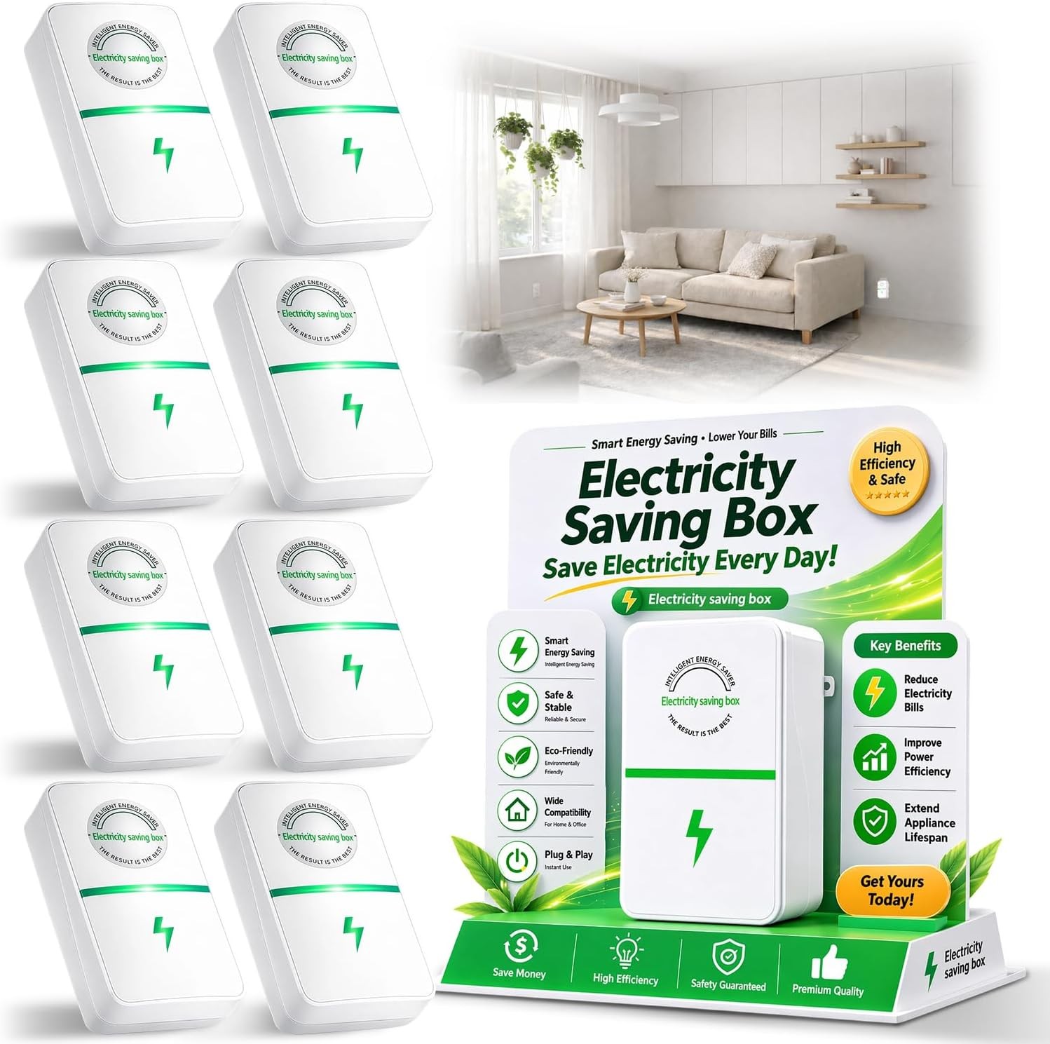 8PCS Power Plug Pro Energy Saver Updated Stop Watt Energy Saving Device