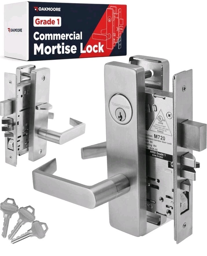 Grade 1 Commercial Mortise Lock Set, F20 Apartment Corridor Function Stainless