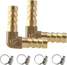 2Pcs 5/16Inch 90 Degree Brass Hose Barb, L Right Angle 5/16Inch, 90  picture