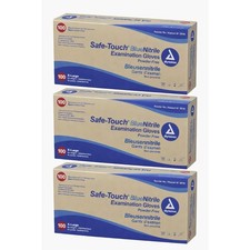 *3 Boxes* Dynarex Safe Touch Blue Nitrile Exam Gloves Powder Free X-Large 100/bx picture