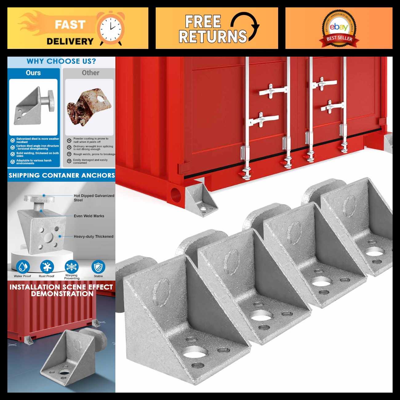 Heavy-Duty Ground Anchors for Shipping Containers - Hot Dipped Galvanized Steel