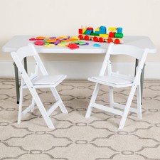 Flash Furniture LEL1K Kids White Resin Folding Chair with White Vinyl Padded picture