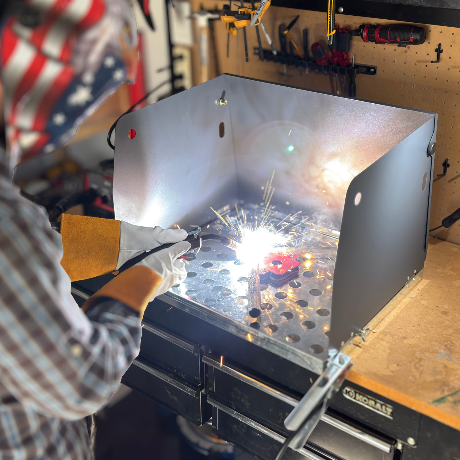 Portable Folding Welding Booth Station Steel Spark Shield MIG TIG Stick Grinding