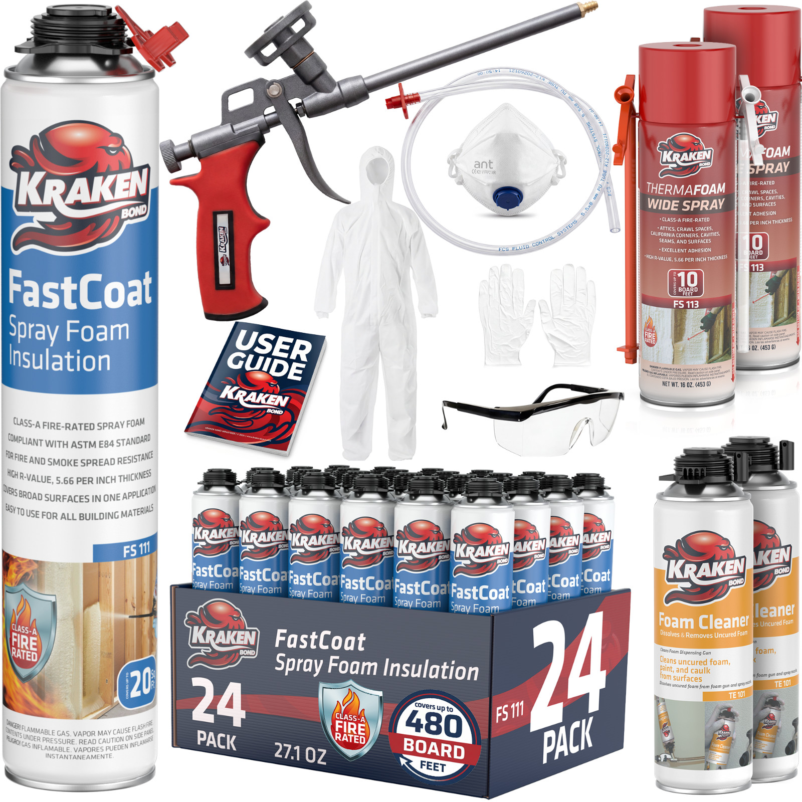 Kraken Spray Foam Insulation Kit Closed Cell Fire Rated 480 Board Feet 24 Pack Kraken Spray Foam Insulation Kit Closed Cell Fire Rated 480 Board Feet 24 Pack