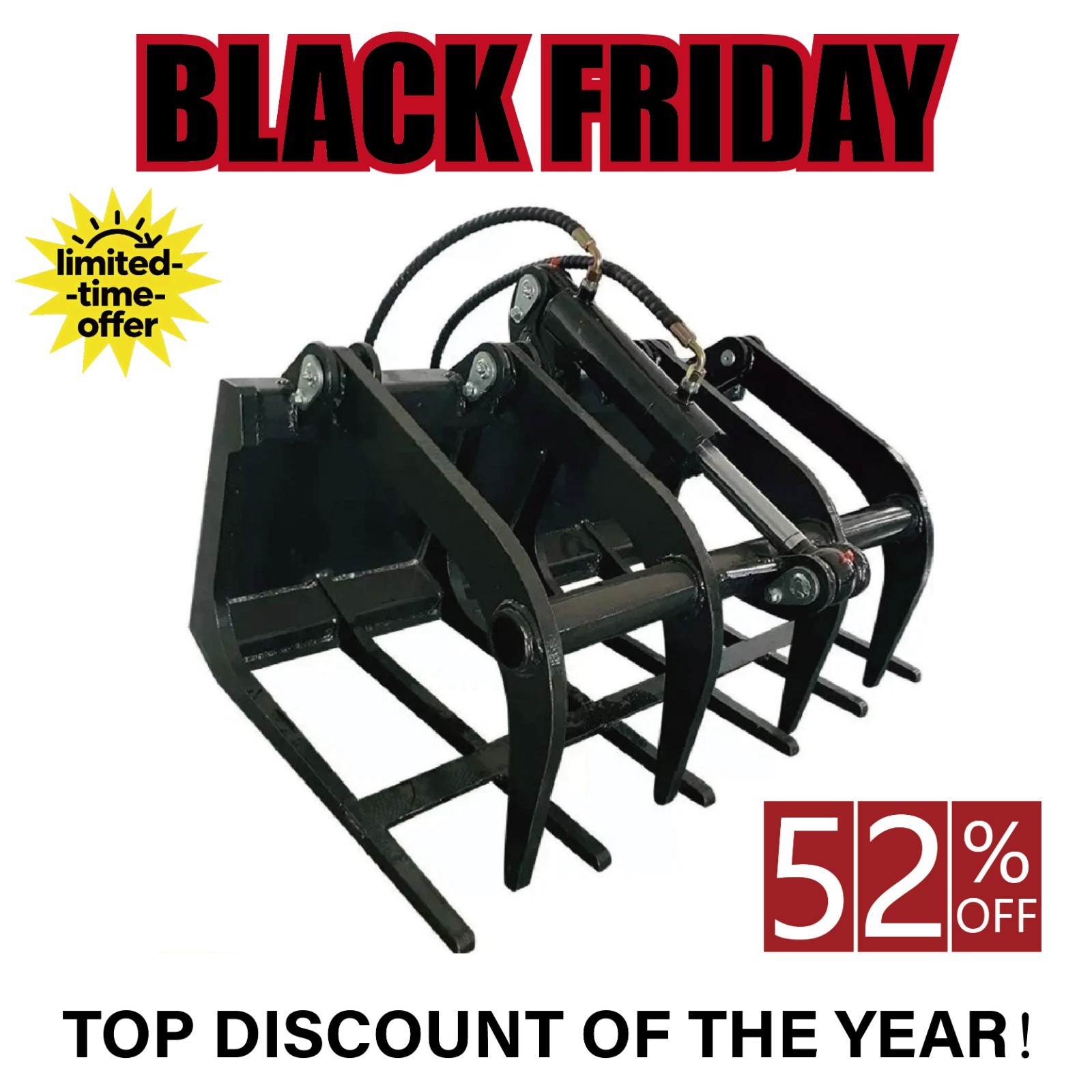 NEW AGT 39in Mini Skid Steer Grapple Rake Loader Wood Grapple Attachment M-HGB NEW AGT 39in Mini Skid Steer Grapple Rake Loader Wood Grapple Attachment M-HGB
