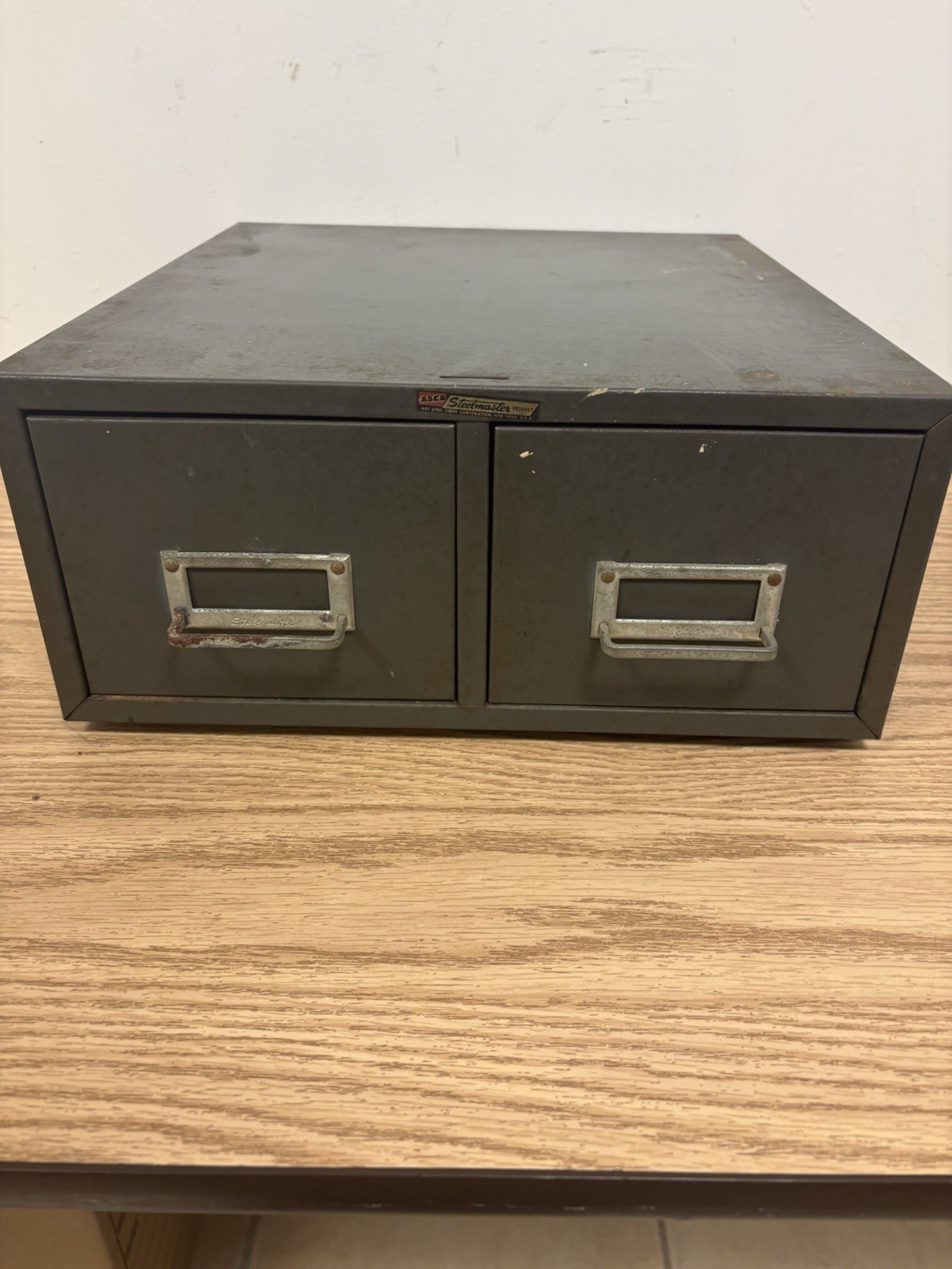 Vintage MCM Heavy Duty Metal 2 Drawer Index File Cabinet 16\ Vintage MCM Heavy Duty Metal 2 Drawer Index File Cabinet 16\