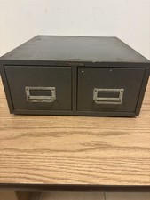Vintage MCM Heavy Duty Metal 2 Drawer Index File Cabinet 16