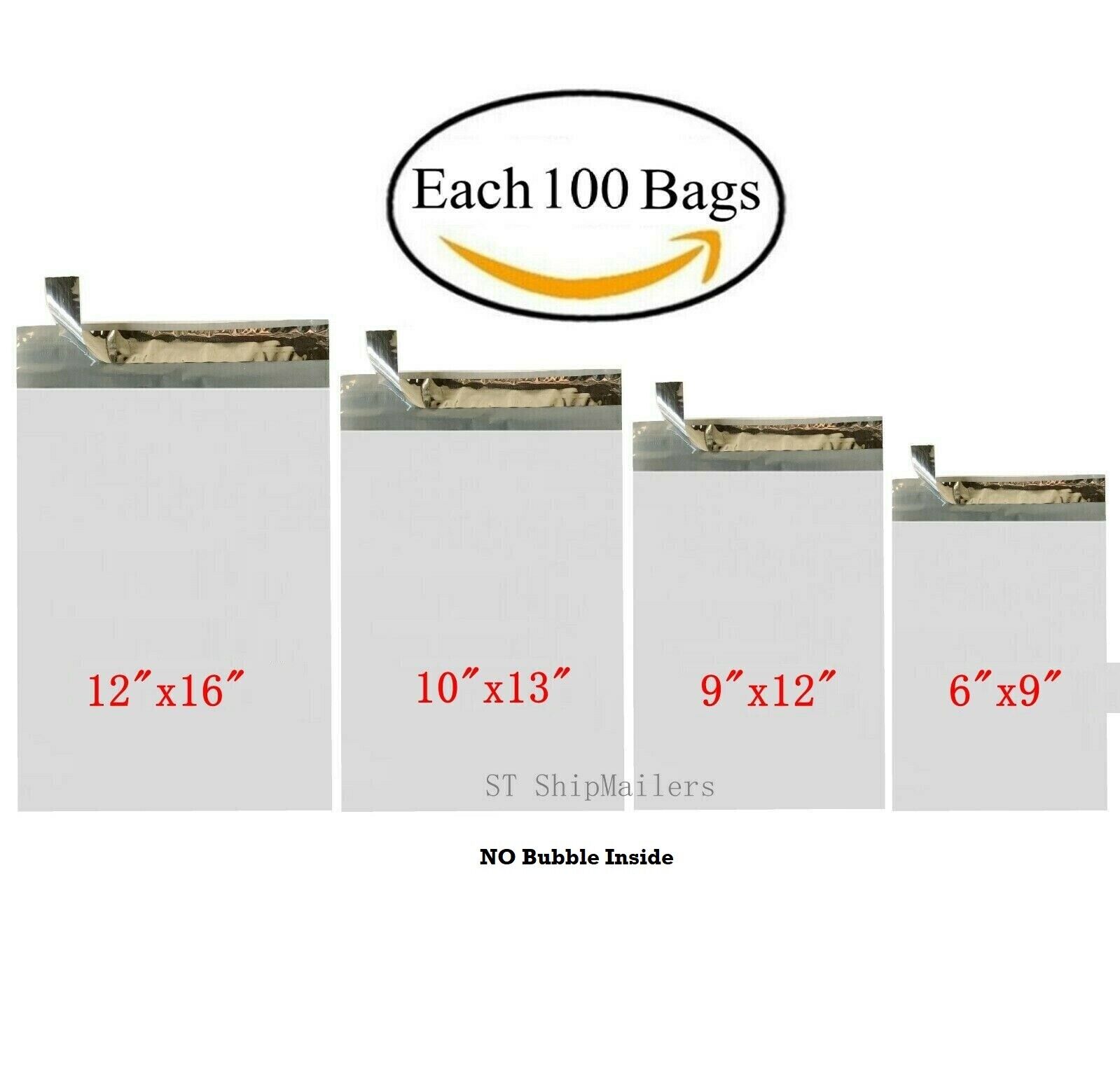 400 Combo Poly Mailers Envelope Each 100 6x9 9x12 10x13 12x16 - ST ShipMailers