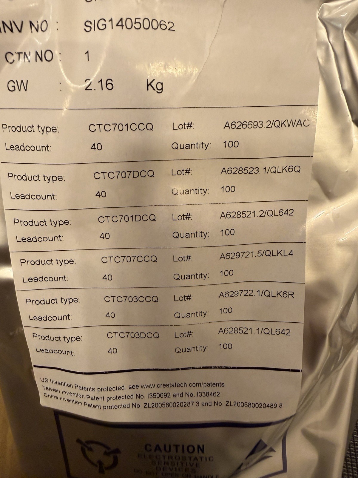 Mixed Lot 600pcs CrestaTech CTC7xx RF IC Chips New Sealed ESD Bag Mixed Lot 600pcs CrestaTech CTC7xx RF IC Chips New Sealed ESD Bag