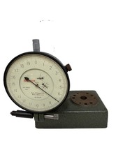 Vintage Starrett No 656-617 Dial Indicator Mounted On A Heavy Cast Iron Base picture
