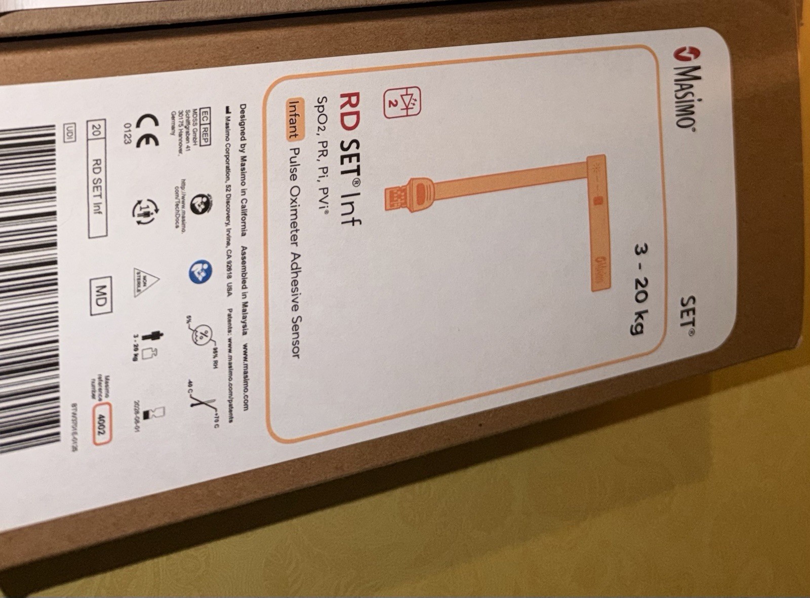 Masimo 4002 RD Set Infant SpO2 Pulse Oximeter Adhesive Sensor-Brand New Exp 2029