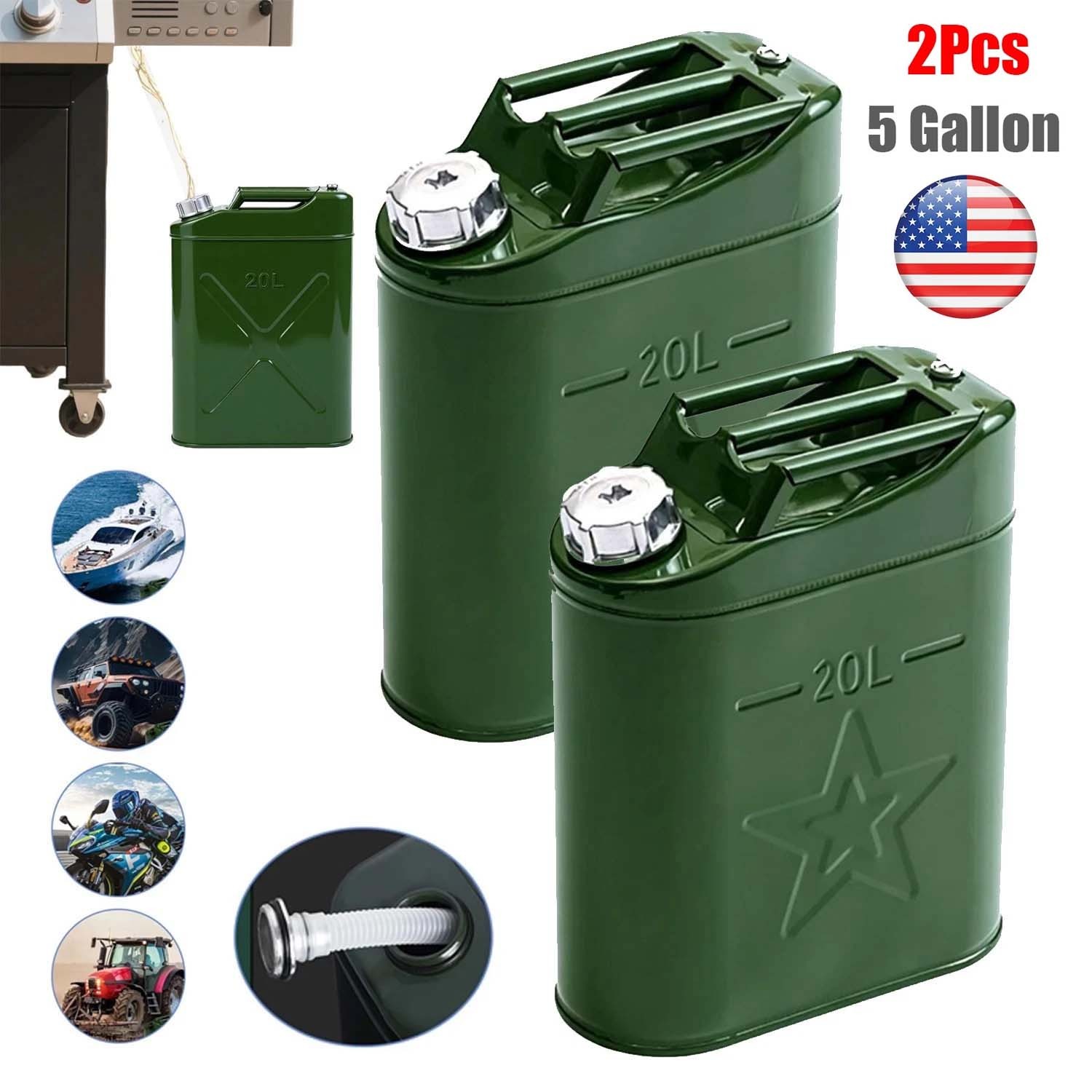 2PCS Jerry Can 5 Gallon 20L Can Metal Tank Emergency Backup Off-road 2PCS Jerry Can 5 Gallon 20L Can Metal Tank Emergency Backup Off-road