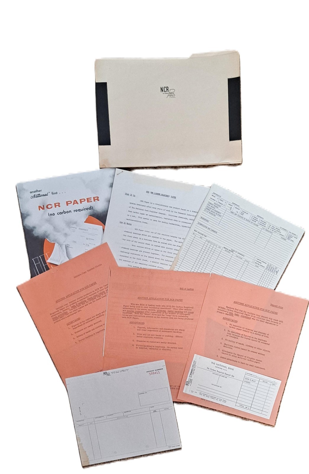 Vintage NCR no carbon required paper: invoice, bill of lading,deposit slip,vouch