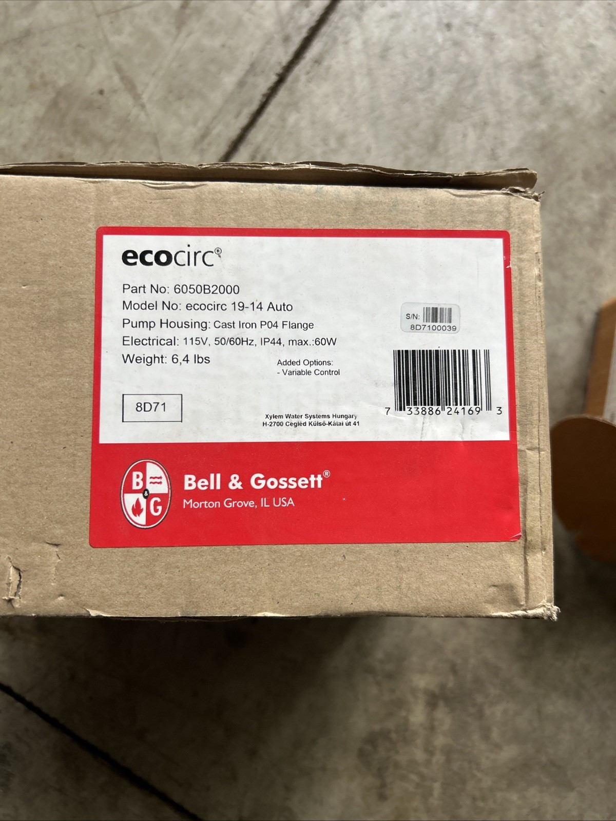 Bell & Gossett 6050B2000 Cast Iron Ecocirc High Efficiency circulator Pump Bell & Gossett 6050B2000 Cast Iron Ecocirc High Efficiency circulator Pump