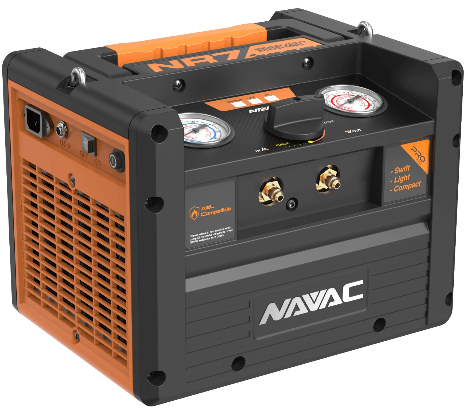 Navac NR7 Refrigerant Recovery Machine Twin Cylinder A2L HVAC Oil-Free NR-7 Navac NR7 Refrigerant Recovery Machine Twin Cylinder A2L HVAC Oil-Free NR-7