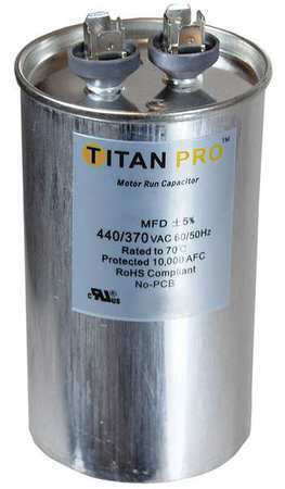 Titan Pro Trcf35 Motor Run Capacitor,35 Mfd,3-7/8 In. H