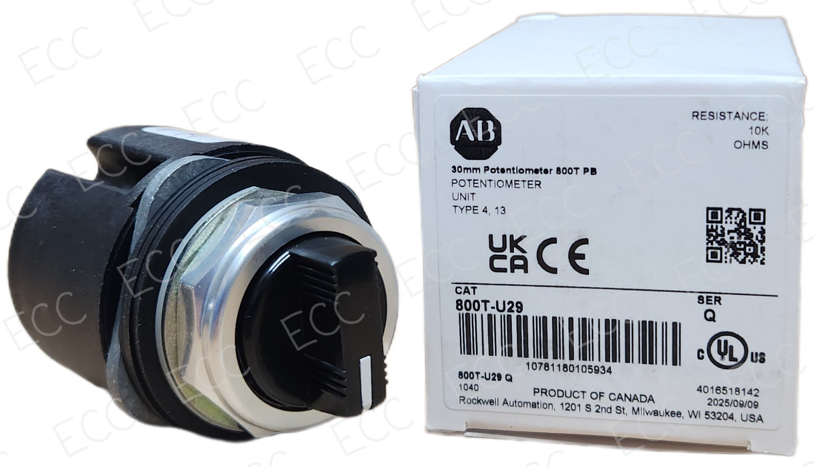 New Allen Bradley 800T-U29 Potentiometer 10k OHMS New Allen Bradley 800T-U29 Potentiometer 10k OHMS