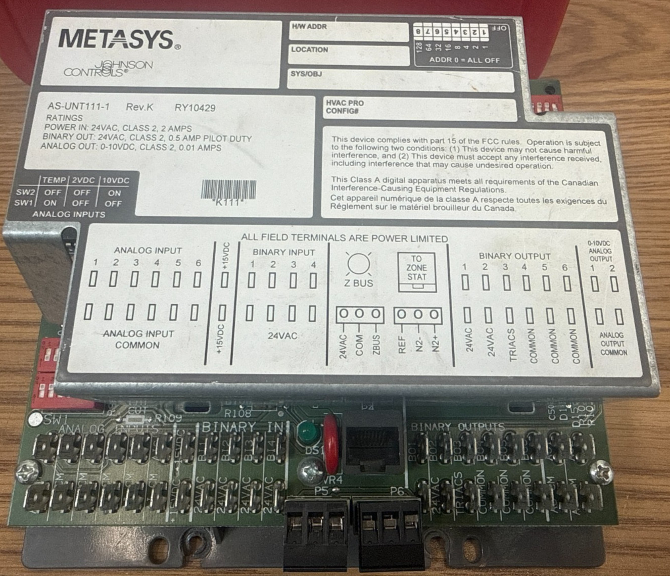 Johnson Controls Metasys AS-UNT111-1 Unitary Controller - UNT 111-1