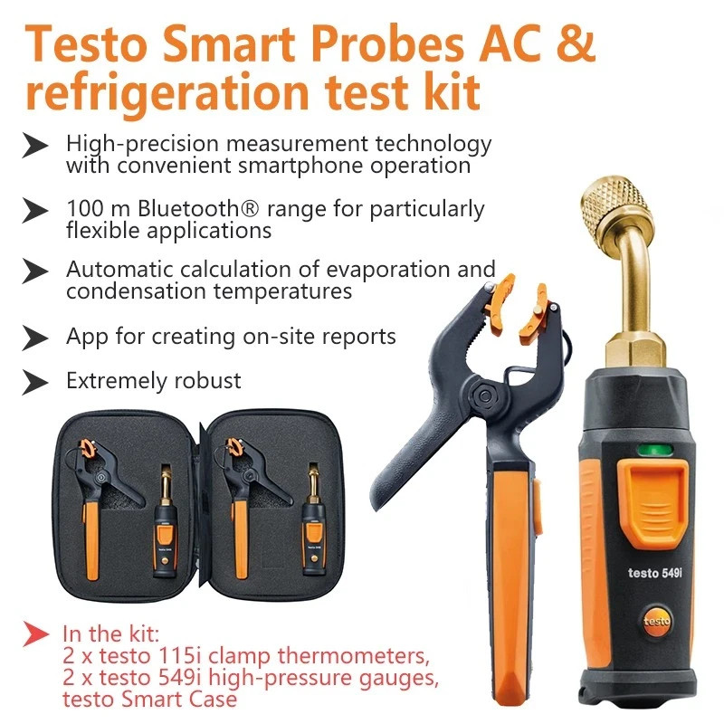 Testo 0563 0002 10 Probes AC & Refrigeration Test Kit 2x549i & 115i HVAC NEW Testo 0563 0002 10 Probes AC & Refrigeration Test Kit 2x549i & 115i HVAC NEW