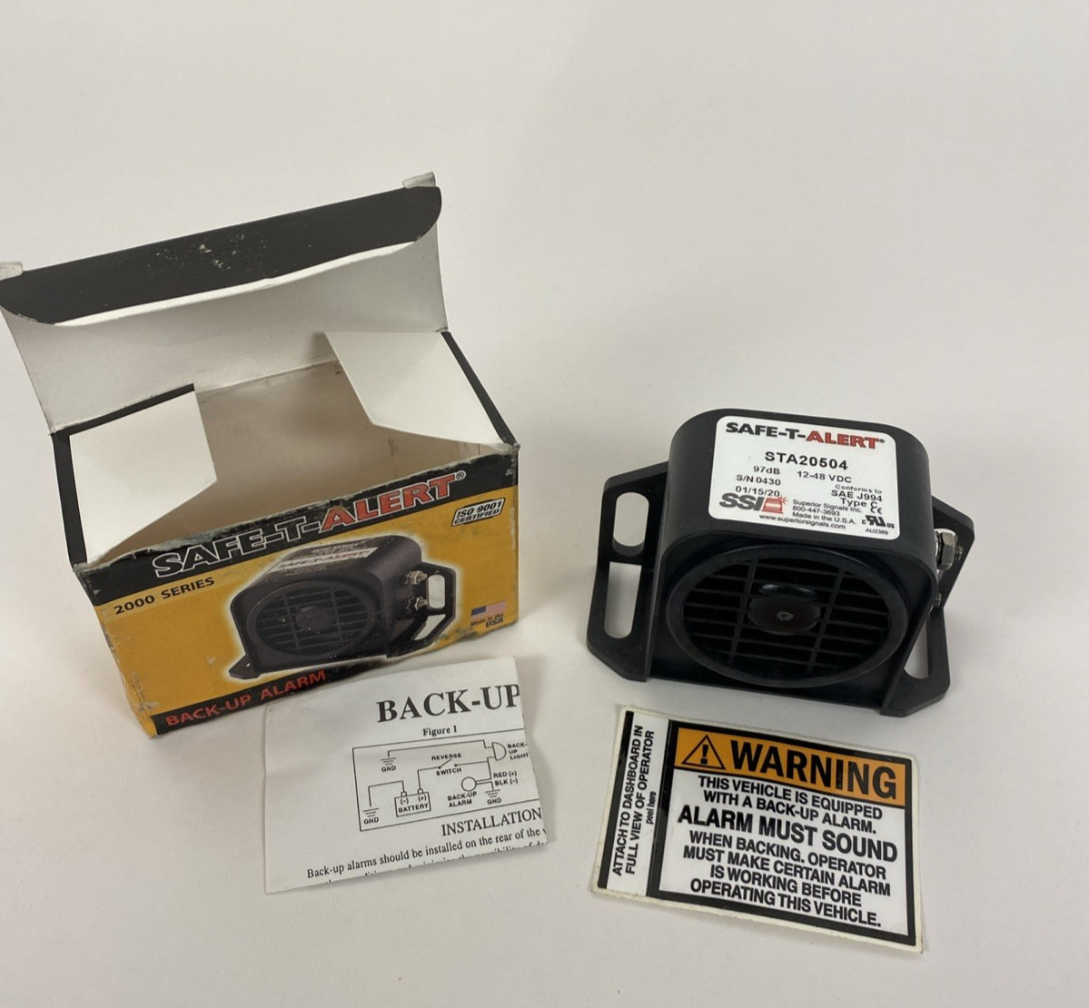 Safe-T-Alert 2000Series Backup Alarm STA20504 fits Forklift Truck, 12-48 VDC Safe-T-Alert 2000Series Backup Alarm STA20504 fits Forklift Truck, 12-48 VDC