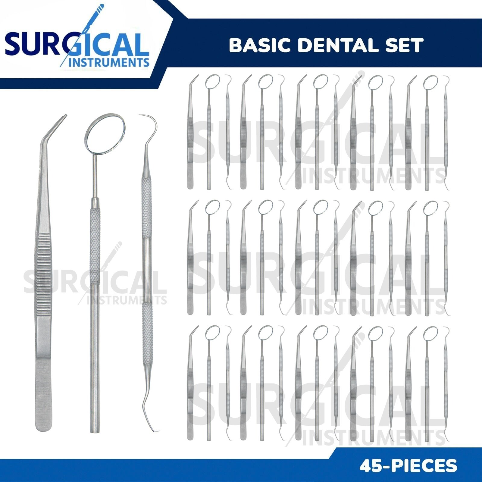 45 Instruments Basic Dental Set Mirror Explorer College Plier Economy Grade 45 Instruments Basic Dental Set Mirror Explorer College Plier Economy Grade