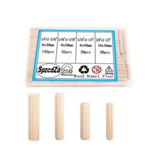 Wood Dowel Pins,250pcs Wooden Dowels 1/4inch 5/16inch 3/8inch((6mm, 8mm, 10mm... picture