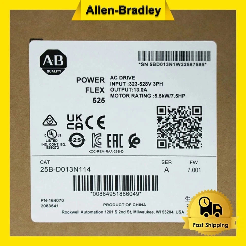 New AB 25B-D013N114 PowerFlex 525 5.5kW 7.5Hp AC Drive New AB 25B-D013N114 PowerFlex 525 5.5kW 7.5Hp AC Drive
