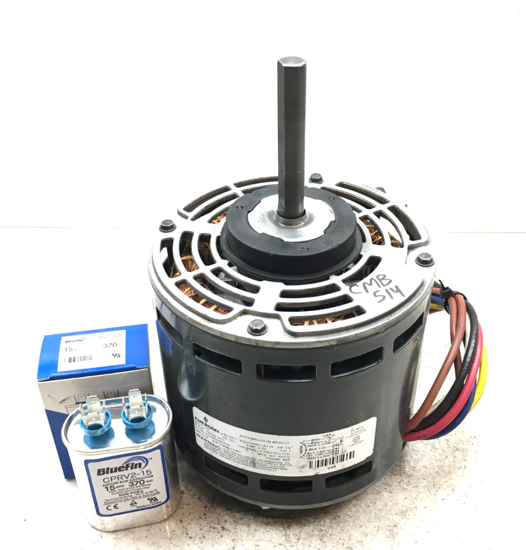 Emerson K55HXHKL-8719 Blower Motor 1/2 HP 1075 RPM 4SPD 1PH 115V used #CMB514