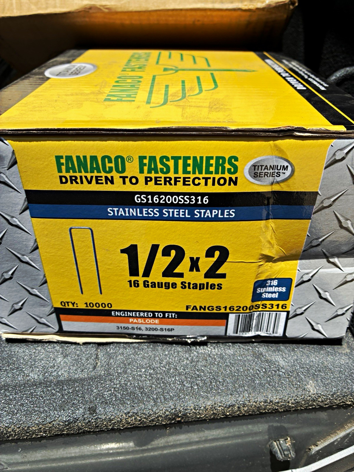 Fanaco GS16200SS316 316 Stainless 2” GS-16 Staples, 10,000/box, Paslode Compatib Fanaco GS16200SS316 316 Stainless 2” GS-16 Staples, 10,000/box, Paslode Compatib