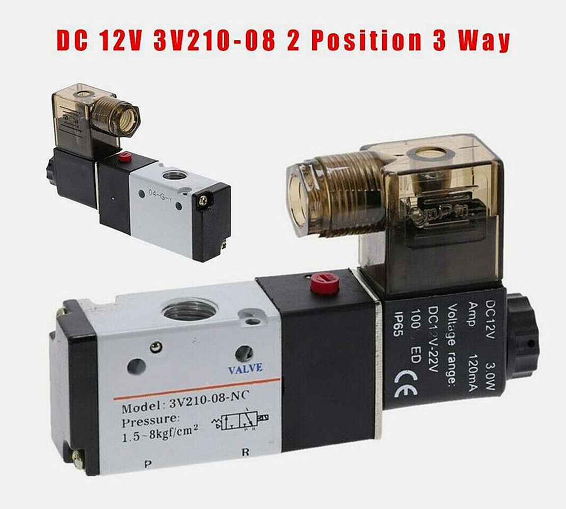 DC 12V 2-Position&3-Way 1/4 PT Air Pneumatic Solenoid Valve 0.15-0.8MPa 3V210-08 DC 12V 2-Position&3-Way 1/4 PT Air Pneumatic Solenoid Valve 0.15-0.8MPa 3V210-08